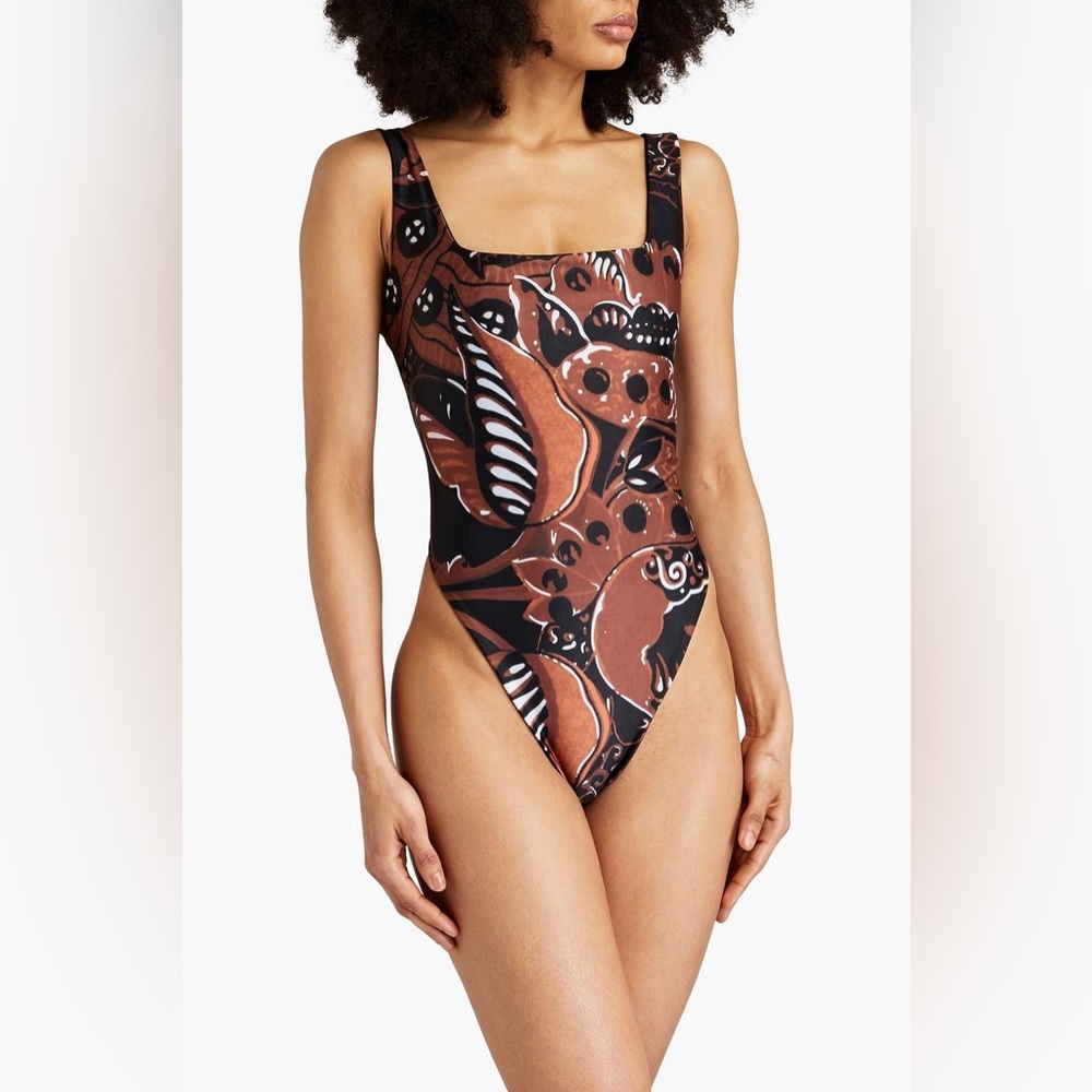 Mara Hoffman Swim Idalia Black/Brown One Piece Swimsuit Size Medium